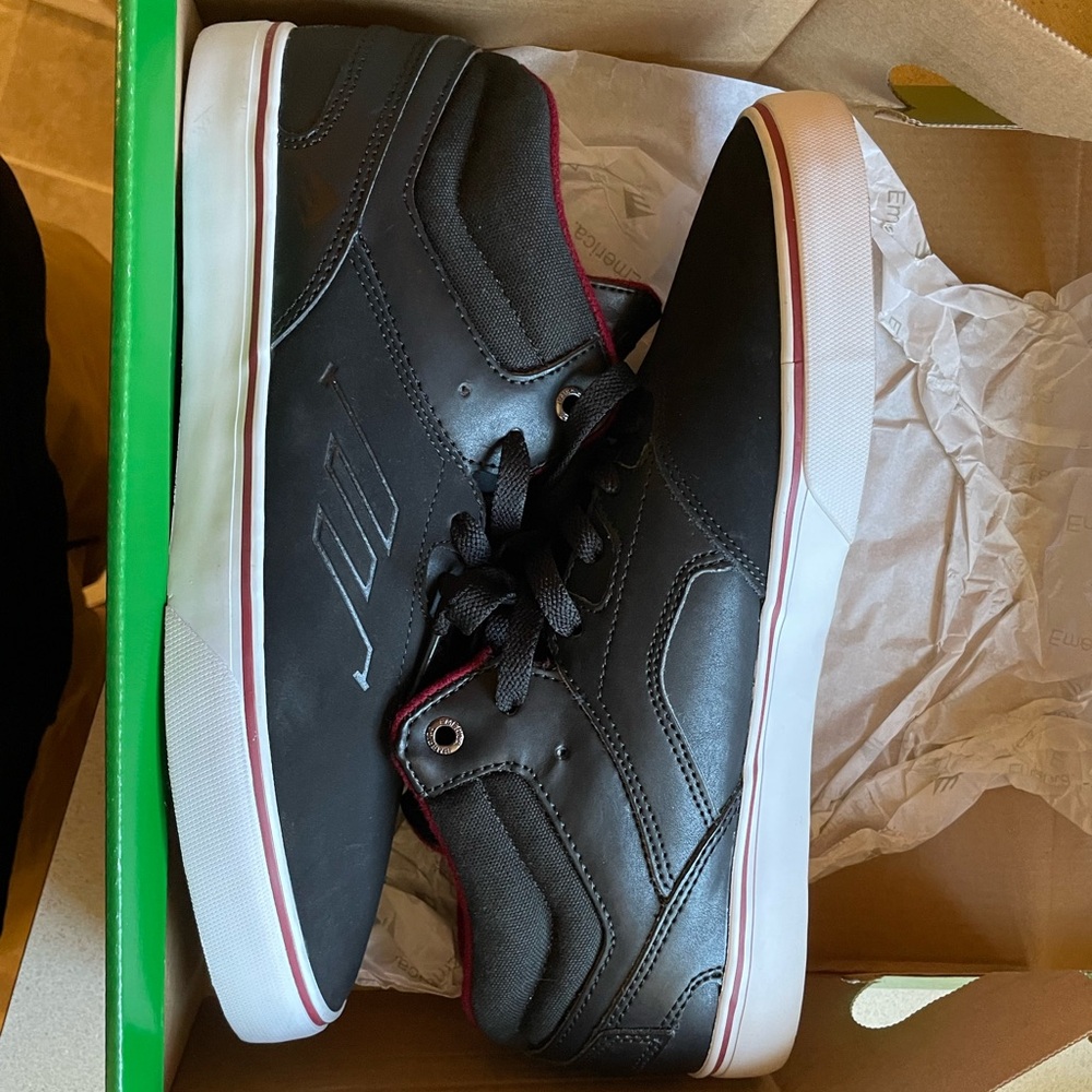 RARE Emerica Brandon Westgate Mid Vulc SAMPLES black leather/black nubuk size 9